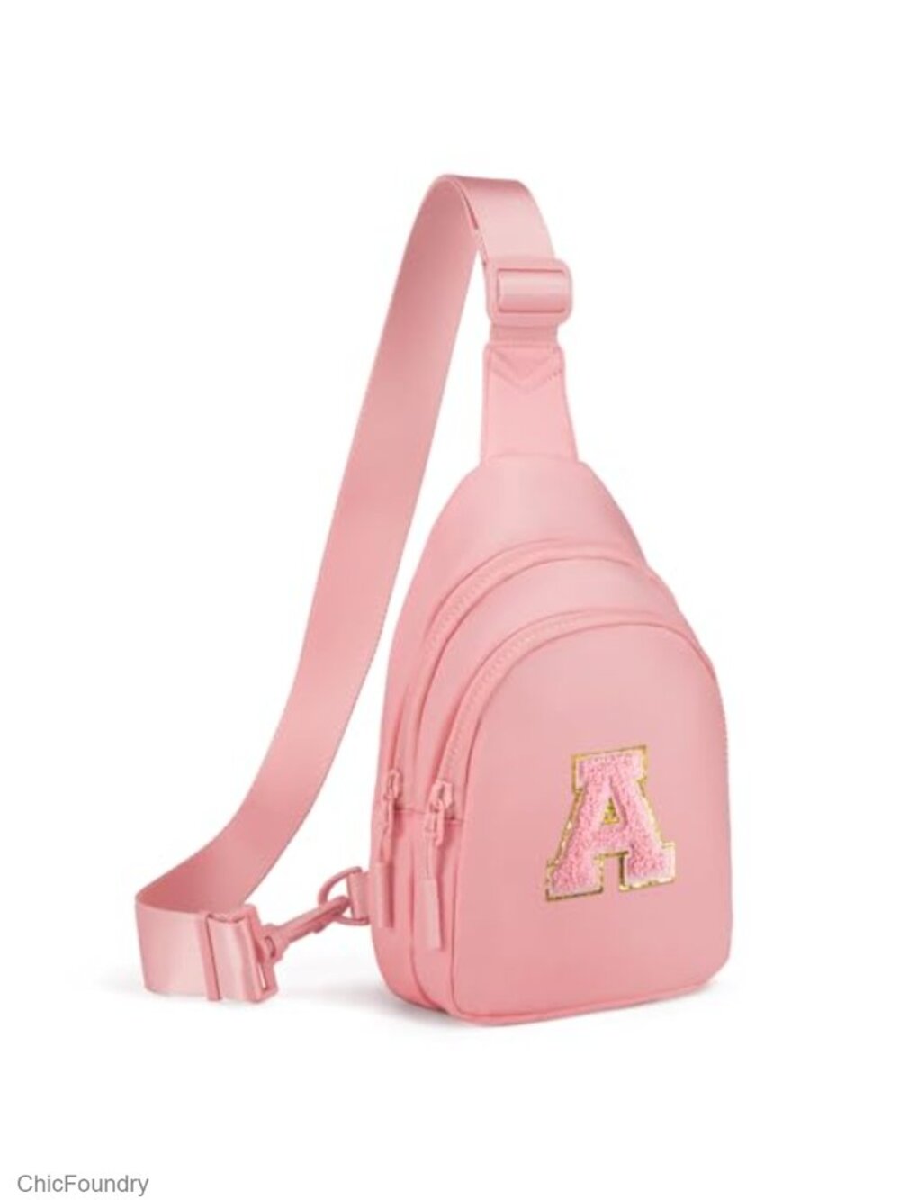 Small Sling Bag with Initial Letter Patch - Adjustable Crossbody Fanny Pack for